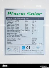 the-label-describing-the-specification-of-a-photo-voltaic-solar-panel-BY4YBN.jpg